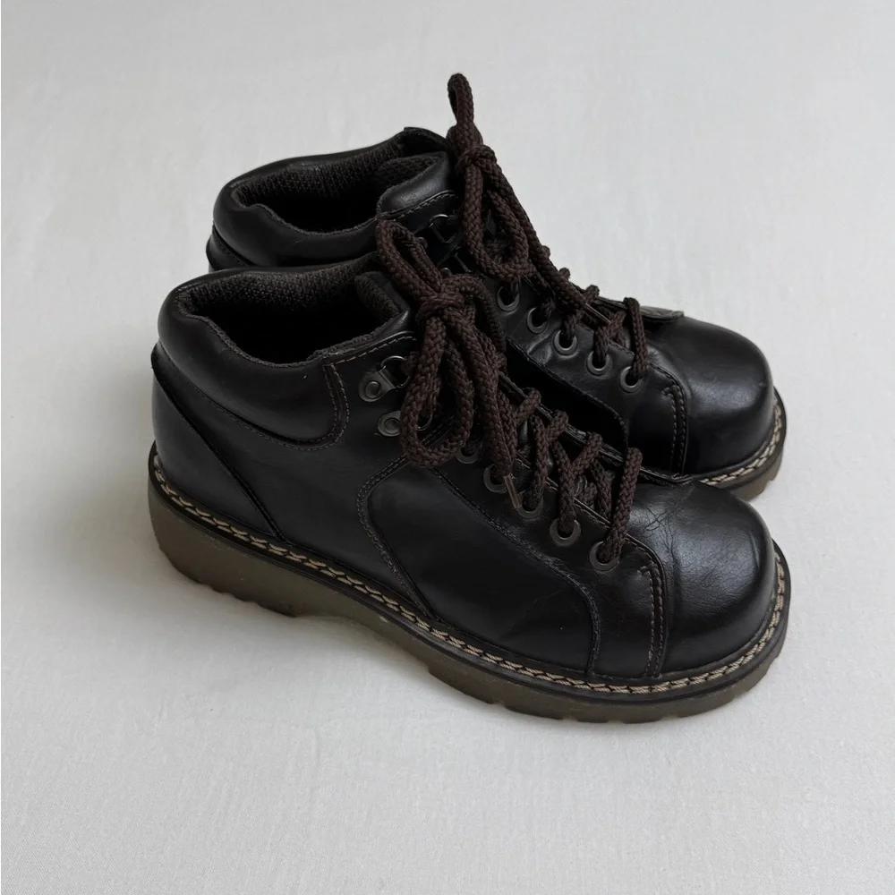 Vintage Y2K 90’s Faded Glory Brown Chunky Ankle Boots Size 10 Granola Girl Retro